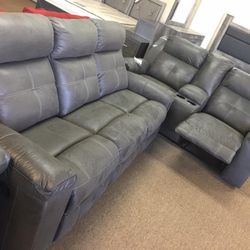 Jesolo Dark Gray Reclining Living Room Set (SOFA and LOVESEAT