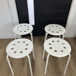 White Ikea Stools (Marius)