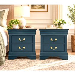 Navy Refinished Nightstands / Side Tables