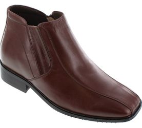 Calden Men's Invisible Height Increasing Elevator Shoes - Brown Premium Leather Zipper Dress Boots -
