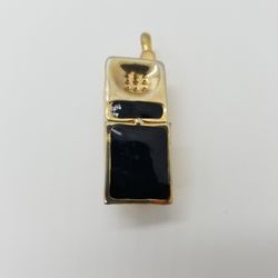 Retro 80s 90s Flip Phone Pin/brooch Black Gold