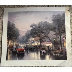 ✨THOMAS KINKADE Authentic Signed Prin✨Carmel Tuck Box Tea Room Dolores Street