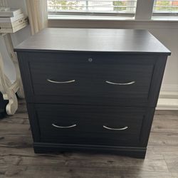 Dresser Cabinet 2 Drawers Black Gray