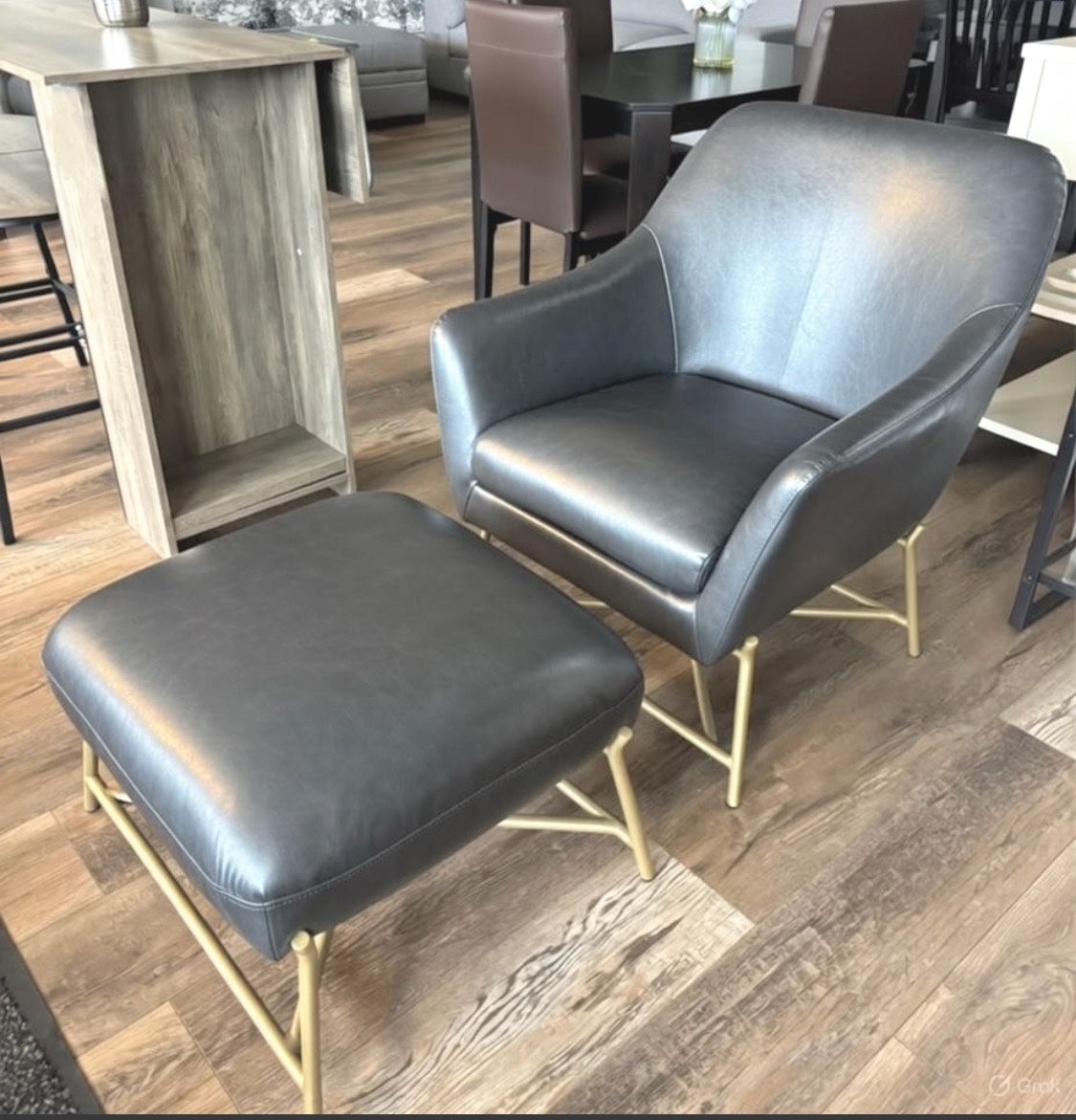 New Gray Accent Lounge Club Office Chair with Ottoman