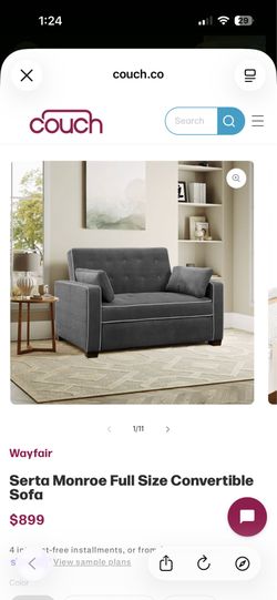 Serta Monroe Full Size Convertible Sofa