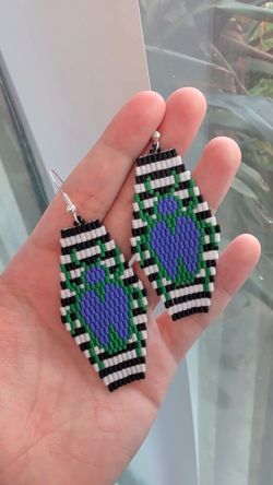 Handmade Halloween Beetlejuice Inspired Beaded Earrings