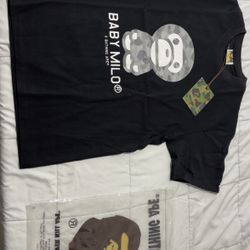 BAPE Baby Milo Black & Gray Shirt – Size Small – Brand New