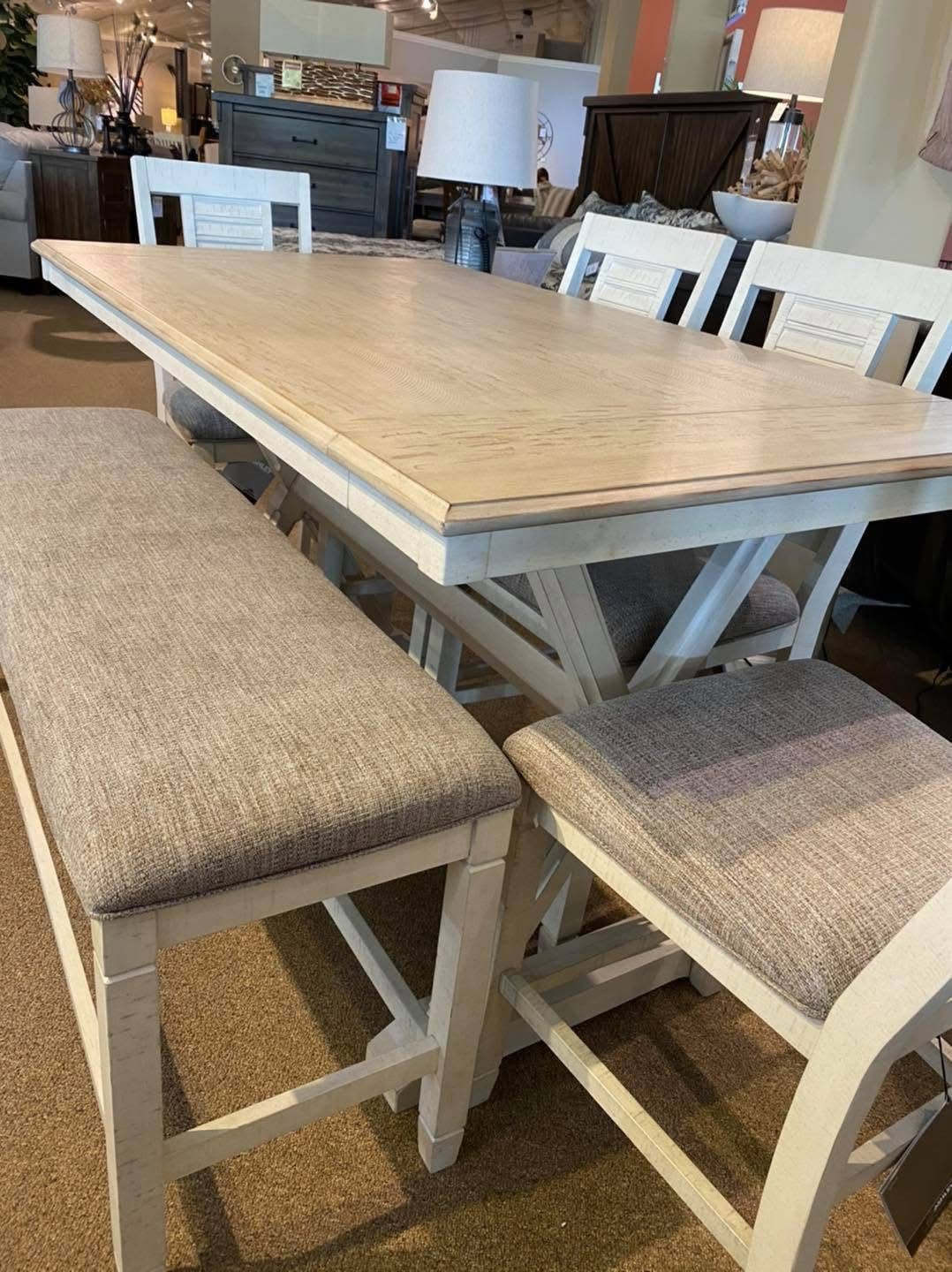 Dining Table Set w/ Two Table Extending Leafs