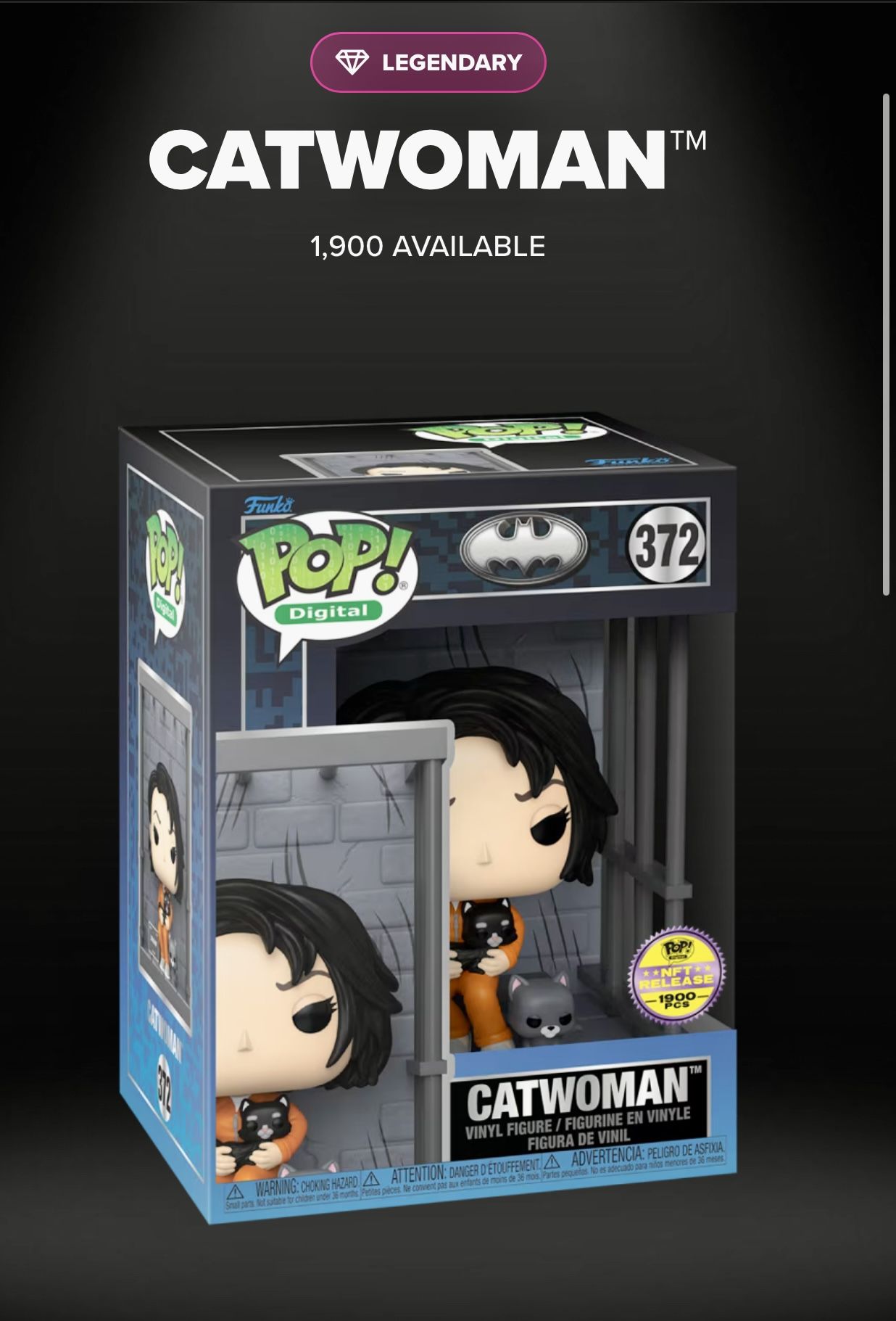 Funko Pop Digital Catwoman Batman 85th Series 2 #372 LEGENDARY LE of #1900 (NFT)