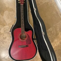 Red Fender Acoustic Plug In Guitar