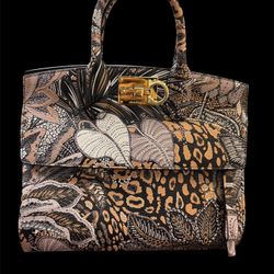Salvatore Ferragamo Limited Edition Floral Animal Print Handbag – Gold Hardware