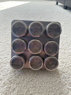 9 Magnetic Spice Jars And Stainless Steel Stand