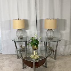 Ashley Furniture Glass, Chrome & Wood Coffee Tables (3)