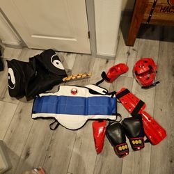Karate Sparing Gear And Sticks W/ Carrying Bag