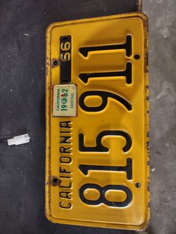 1956 California License Plate