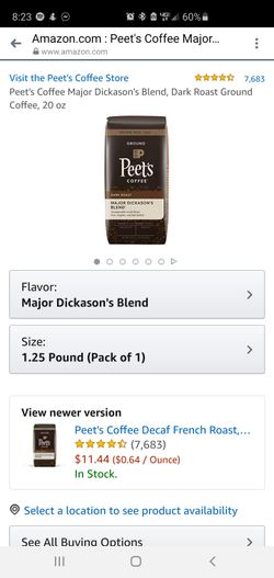 Peet's Coffee Major Dickason's Blend, Dark Roast Ground Coffee, 20 oz