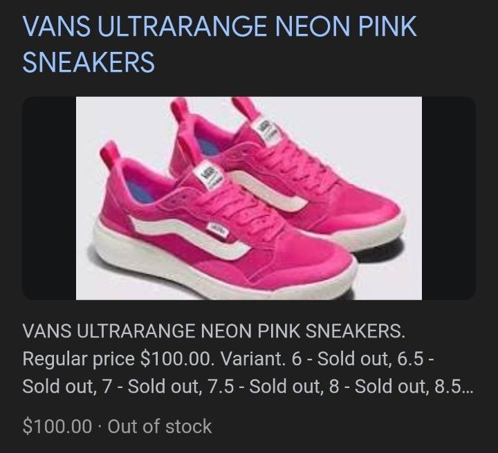 Women's Pink Vans Size 10 