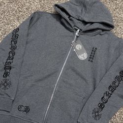 grey chrome hearts zip 