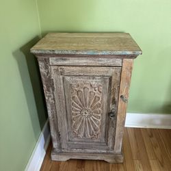 bleached teakwood nightstand 