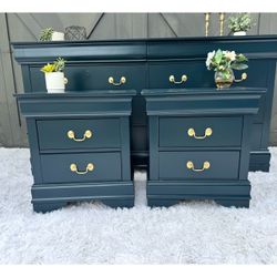 Gorgeous Refinished Navy Nightstands