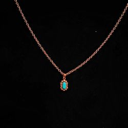 Southwestern Style  Faux Turquoise And Copper Tone Pendant  18" Necklace Filigree