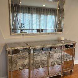 Mirrored Buffet Cabinet And Wall Mirror