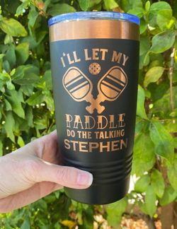 20 oz Black/Rose Gold Pickleball Tumbler
