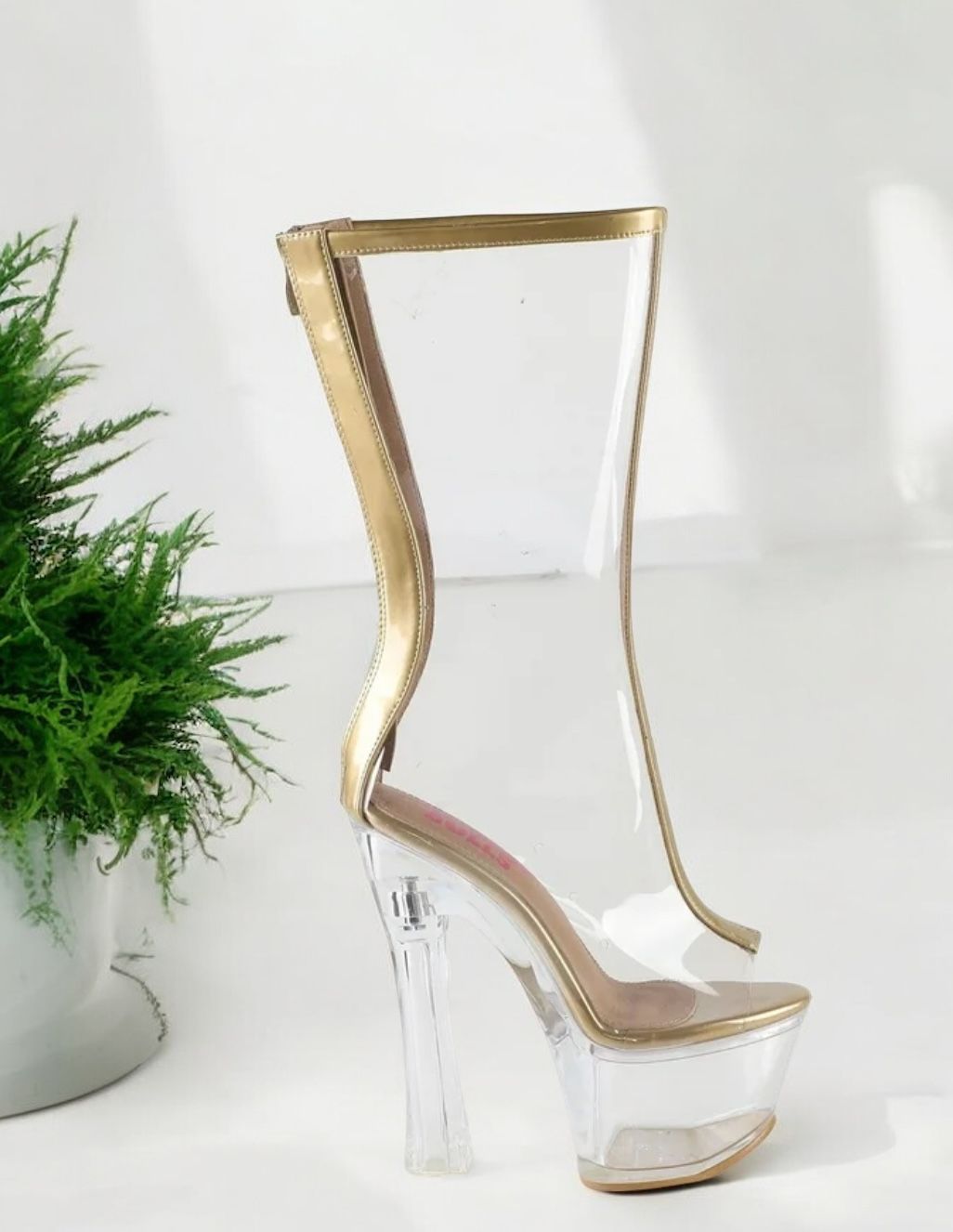 Gold Trim PVC Platform Boots