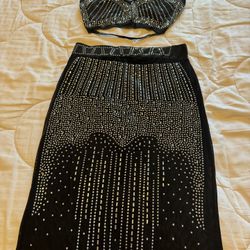 Two Piece Bedazzled Outfit