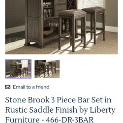 3 Piece Bar Cabinet With Barstool Set