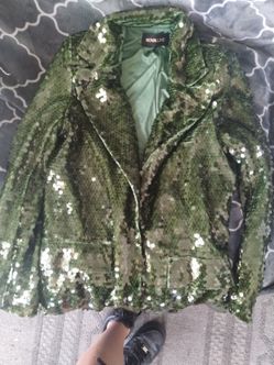 Nova Luxe Green Sequin Blazer Jacket