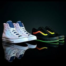 $30 for TWO PAIRS: New Vans & Like-New Converse - (WMNS Size 7.5)