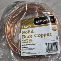 Cerrowire 25 ft. 4-Gauge Solid Bare Copper Grounding Wire 