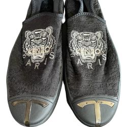 Kenzo BLACK SUEDE TIGRE CLOTH ESPADRILLES 