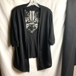 No Boundaries Black Cardigan Sweater w Lace Jrs 11-13