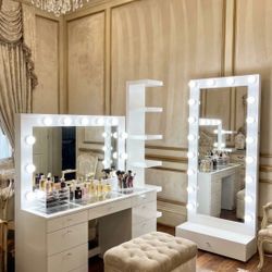 White Glass Top Vanity