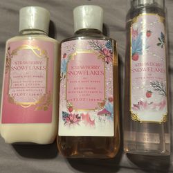 Bath & body works strawberry snowflakes set