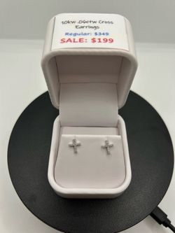 BRAND NEW 10KW .06CTW Cross Stud Earrings