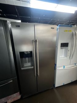 OPEN BOX MAYTAG STAINLESS STEEL SIDE BY SIDE