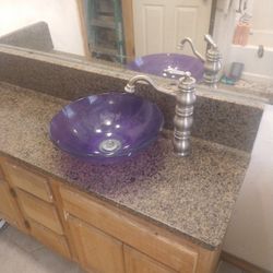 Granite Bathroom Vanity Top With Vessel Sink And Faucet