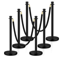 (6) Black Stanchion Post w/crown top for Sale NOT rent.