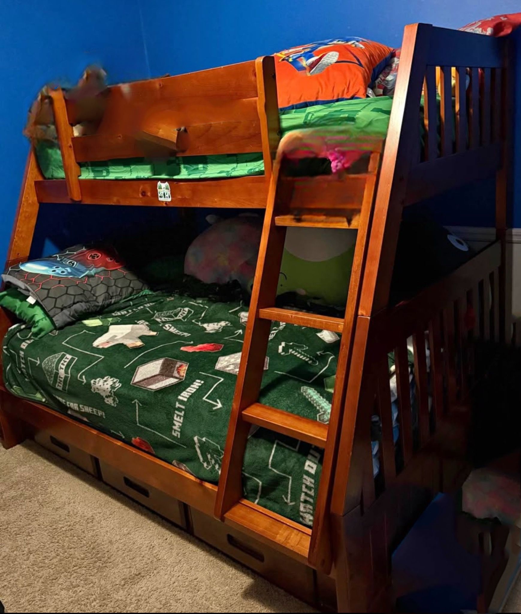 Solid Wood Twin Over Full Bunk Bed