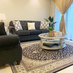 LaVernia Navy Living Room Set (SOFA and LOVESEAT)