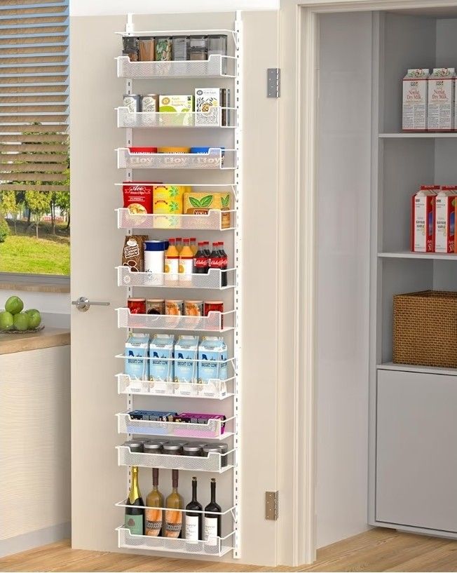 Over the Door Pantry Organizer, 10-Tier Over the Door Organizer with Adjustable Basket, Pantry Door Organization for Pantry Kitchen Storage Room Spice