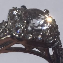 Vintage Sterling Silver Ring Size 7, SK9, Platinaite Diamond