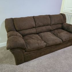 Super Comfortable Sofa, Brown Microfiber, with Pillow Top Arms, Clean & Great Condition