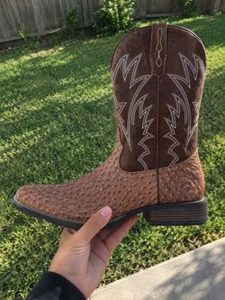 Brown Ostrich Western Cowboy Boots