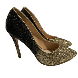 Shoedazzle Womens Black & Gold Party Heels (Size: 8.5) (Only worn once)