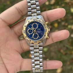 Actua Ocean vintage Men's Gold and Silver Watch with Blue Dial