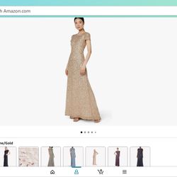 Adrianna Papell Womens Short-Sleeve All Over Sequin Gown